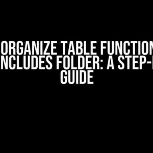 How to Organize Table Functions, Docs within Includes Folder: A Step-by-Step Guide